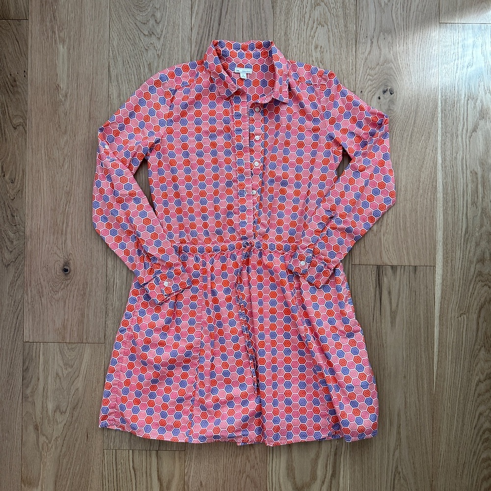 GAP Shirt Dress Orange & Purple Geometric Pattern Lined Bottom Size Small